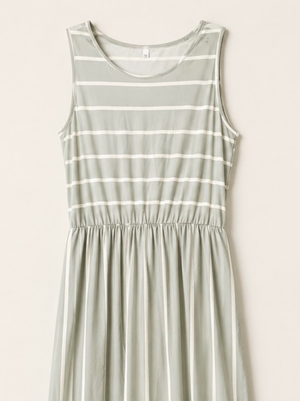 Women's 2XL Gray & White Striped Sleeveless Maxi Dress